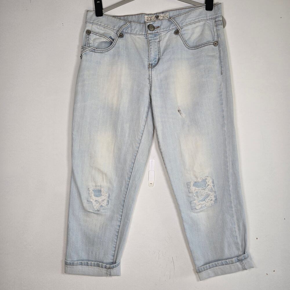 Jolt Size Cropped Boyfriend Style White Washed Jeans